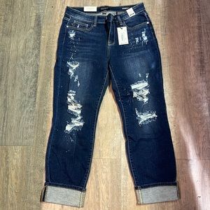 Judy blue NWT mid rise bleach splash boyfriend size 9/29